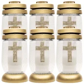 Lampiony i znicze - Bolsius Znicz Lampion Krzyż Złoty 36H 6 Sztuk - miniaturka - grafika 1