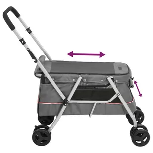 Składany wózek dla psa, szary, 100x49x96 cm, lniana tkanina Lumarko! - Sprzęt podróżny i transportery dla psów - miniaturka - grafika 8