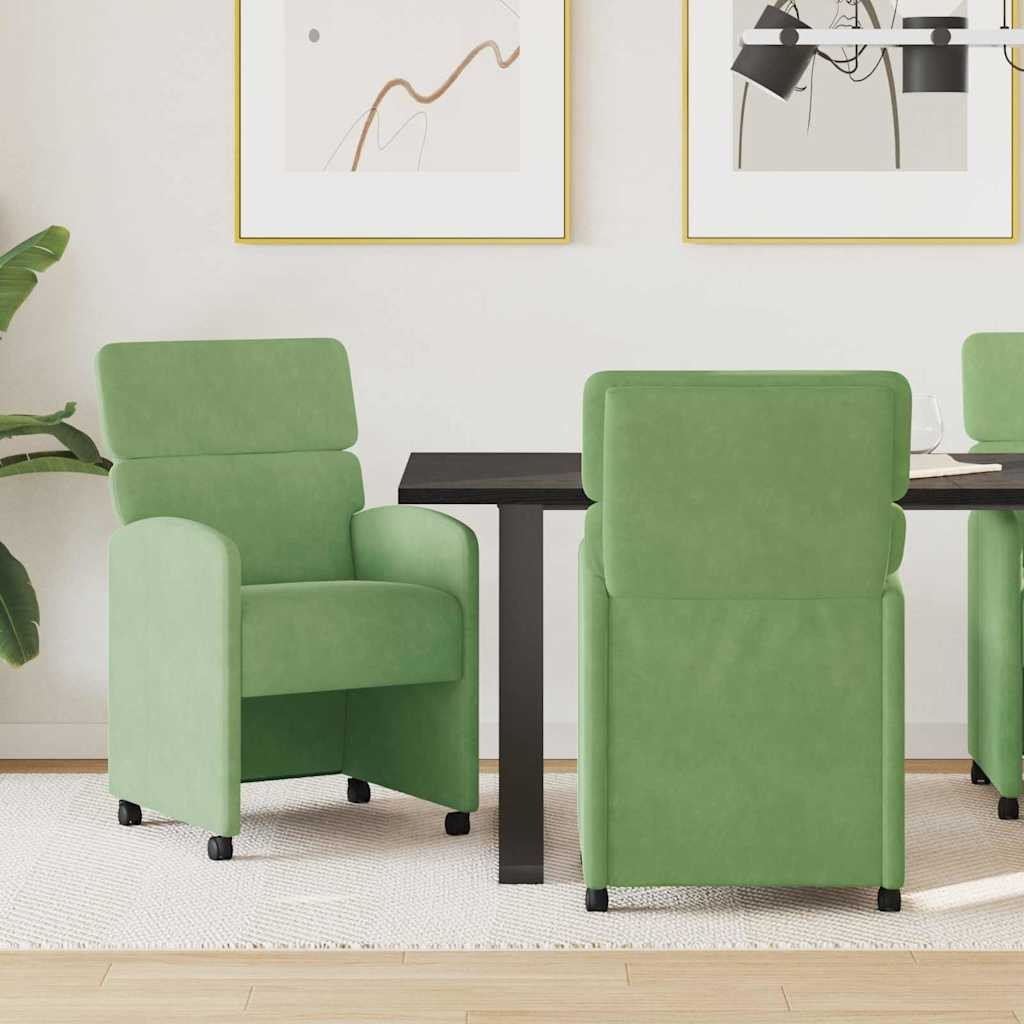 vidaXL Krzesła jadalne 2 pcs jasnozielony 58 x 65 x 98 cm aksamit
