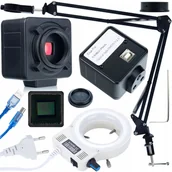 Akcesoria fotograficzne - WYSIĘGNIK RUCHOME RAMIE BAZA DO MIKROSKOPU CYFROWEGO OŚWIETLACZ KAMERKA 2K - miniaturka - grafika 1