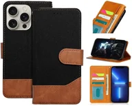 Etui i futerały do telefonów - Kabura JEANS Book do IPHONE 16e SE 4 2025 czarny - miniaturka - grafika 1