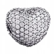 Wisiorki - Charms serce białe cyrkonie miłość srebro 925 - miniaturka - grafika 1