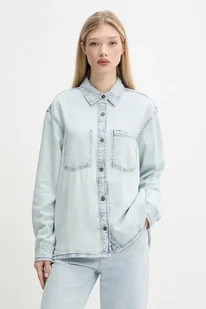 Guess Jeans koszula jeansowa damska kolor niebieski relaxed z kołnierzykiem klasycznym W5GH0H D5M83 - Koszule damskie - miniaturka - grafika 1