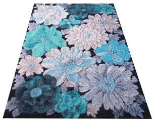Turkusowy dywan w kwiaty W4-L36 - Dywany Turkusowy dywan w kwiaty W4-L36 - Dywany - miniaturka - grafika 1