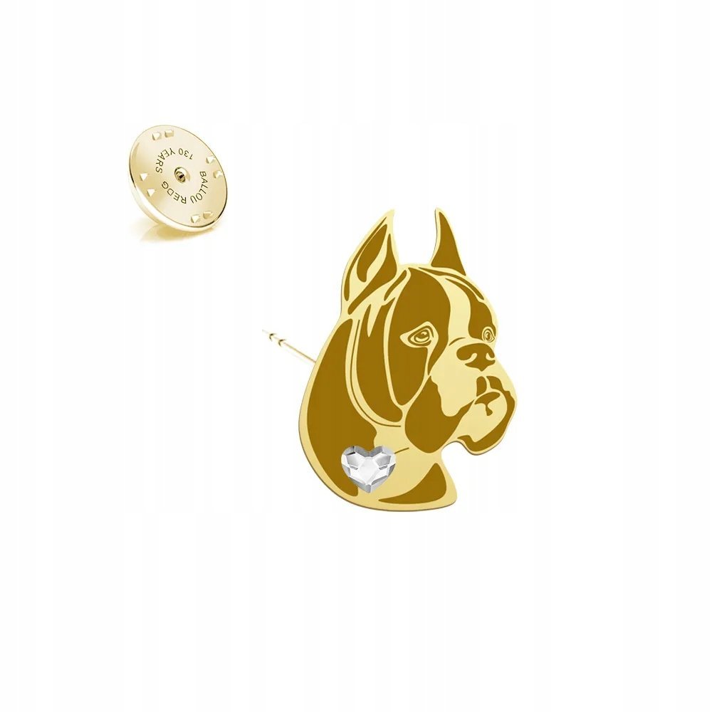Wpinka Złota z psem German Boxer 925 Biżuteria Prezent DEDYKACJA GRATIS