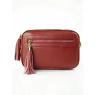 Torebki damskie - Frędzelki duża skórzana listonoszka Vera Pelle Bordowa VP99R2 - miniaturka - grafika 1