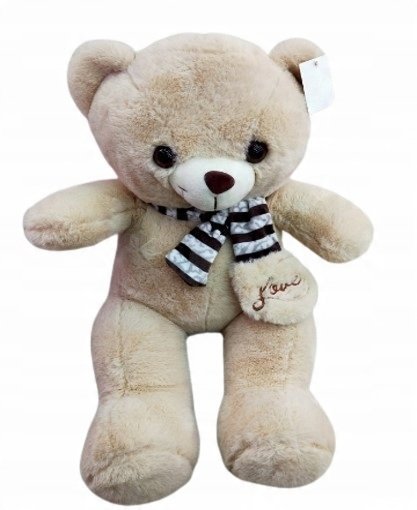 Pluszowy Plusz Miś W Szaliku W Pasy Z Napisem Love 47 CM