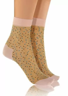 Sesto Senso Fashion Nylon kropki beż/róż Skarpetki damskie - Skarpetki damskie - miniaturka - grafika 1