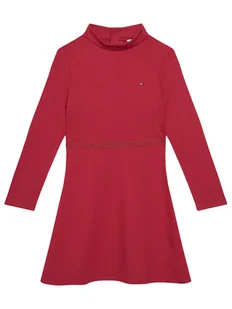 Tommy Hilfiger Sukienka codzienna Essential Skater KG0KG08790 S Czerwony Regular Fit - Sukienki i spódniczki dla dziewczynek - miniaturka - grafika 1