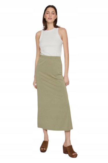VERO MODA PROSTA SPÓDNICA KHAKI Z ELASTYCZNYM PASEM XL X_A