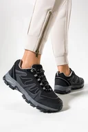 Botki damskie - Czarne buty trekkingowe damskie sznurowane z szarymi dodatkami softshell Casu B2116-1-37 - miniaturka - grafika 1