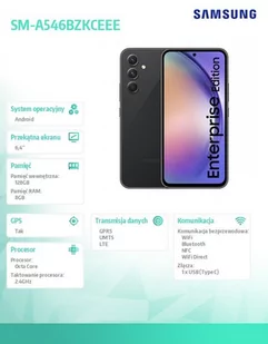 Samsung Galaxy A54 Enterprise 5G 8GB/128GB Dual Sim Czarny - Telefony komórkowe - miniaturka - grafika 3