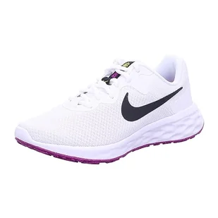 Nike Damskie trampki W Revolution 6 Nn, Biały Czarny Żywe Siarki Żywe Purp, 44 - Trampki damskie - miniaturka - grafika 1