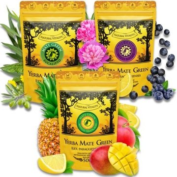 Zestaw Yerba Mate Green Owocowe 3x500g różne rodzaje 1,5Kg
