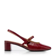 Półbuty męskie - Damskie czółenka Mary Jane na niskim słupku czerwone - miniaturka - grafika 1