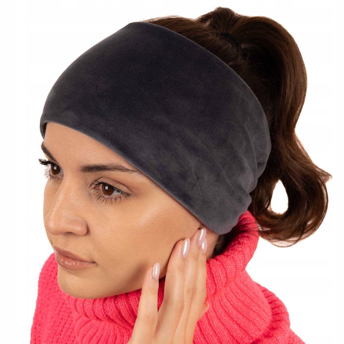 Opaska Damska Turban Na Głowę Na Uszy Do Włosów Welurowa Na Jesień Zimę