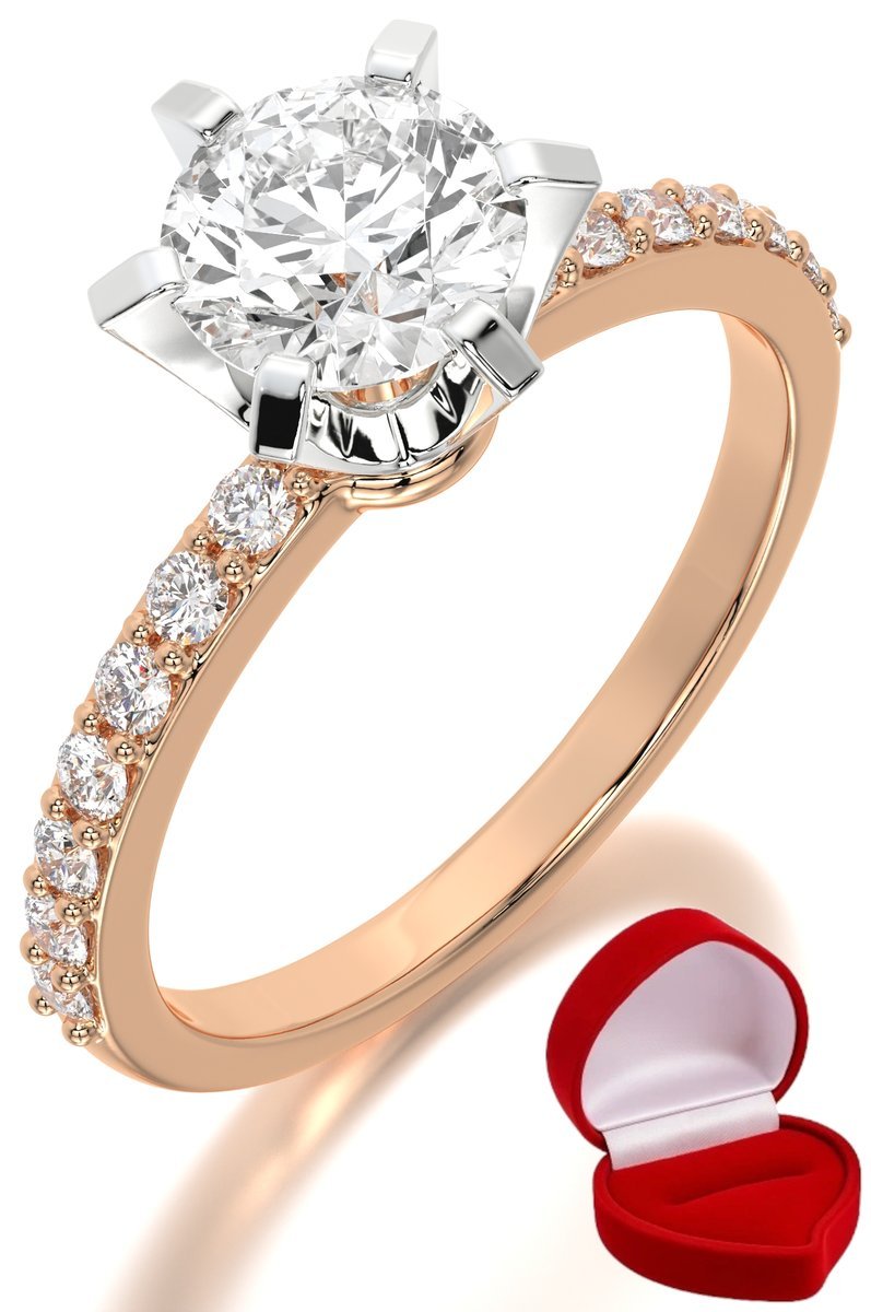 ZŁOTY PIERŚCIONEK ZARĘCZYNOWY 585 14k BRYLANT 1 ct RÓŻOWE ZŁOTO R16