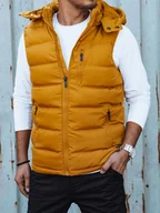 Kamizelki męskie - Kamizelka męska pikowana z kapturem żółta Dstreet TX4768 - miniaturka - grafika 1