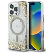 Etui i futerały do telefonów - Etui GUESS HC Resin Bottom Glitter MagSafe do Apple iPhone 16 Pro Złoty - miniaturka - grafika 1