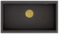 Zlewozmywaki - QUADRON Zlewozmywak CLARK 760 onyx, odpływ złoty BM7643221U-BL-PVDG10 - miniaturka - grafika 1