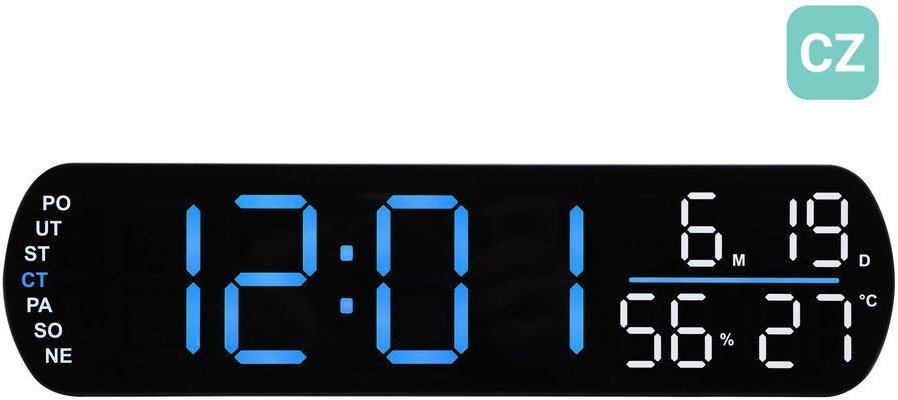 JVD Zegar sieciowy LED SB5512.3 cyfry 5 cm, termometr, budzik, wersja czeska