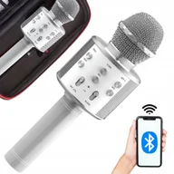 Mikrofony komputerowe - Mikrofon bezprzewodowy bluetooth głośnik karaoke okrągły z etui różne tryby - miniaturka - grafika 1