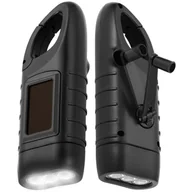 Latarki - Zestaw 2 latarek solarnych, w tym jedna latarka LED zasilana energią słoneczną i jedna latarka z korbką, akumulatorowa lampa awaryjna do użytku na ze - miniaturka - grafika 1