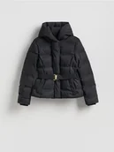 Kurtki damskie - Reserved - Kurtka z paskiem - czarny - miniaturka - grafika 1