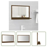 Lustra - The Living Store Brązowe lustro łazienkowe o wyglądzie dębu 60x10,5x37 cm Materiał drewnopochodny - miniaturka - grafika 1