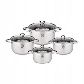 Zestawy garnków i patelni - Zestaw garnków STALOWYCH MG Home LAURO 8 elementów stal nierdzewna - miniaturka - grafika 1