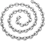 Naszyjniki męskie - 6mm / 9mm / 11m Męski naszyjnik Ze stali nierdzewnej Srebrny łańcuszek z ziaren kawy dla mężczyzn - miniaturka - grafika 1