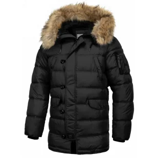 Zimowa Kurtka Parka z kapturem Pit Bull Kingston II '24 - Czarna  M - Odzież taktyczna i umundurowanie - miniaturka - grafika 1