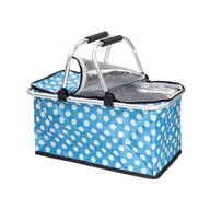 Torby i wózki na zakupy - Kosz termiczny piknikowy 30L, plażowy, składany z uchwytami błękitny Be-active.pl - miniaturka - grafika 1