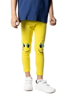 Legginsy - Legginsy dziewczęce getry długie 7/8 uśmiech żółte 98-104 YOCLUB - miniaturka - grafika 1