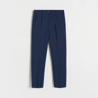 Spodnie i spodenki dla chłopców - Garniturowe spodnie z kratę slim - Granatowy - grafika 1