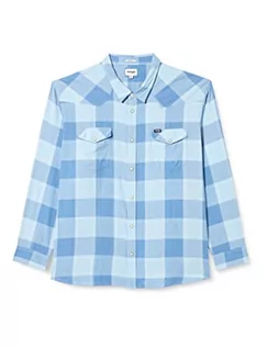 Koszule męskie - Wrangler Męska koszula westernowa, niebieska (Cerulean Blue), rozmiar S (DE) - grafika 1