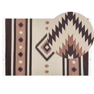 Dywany - Dywan bawełniany kilim 140 x 200 cm beżowo-brązowy ARAGATS - miniaturka - grafika 1