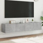Szafki RTV - vidaXL Ścienne szafki TV z LED, 2 szt., szarość betonu, 80x35x31 cm - miniaturka - grafika 1