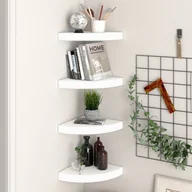 Półki do salonu - vidaXL vidaXL Narożne półki ścienne, 4 szt., białe, 25x25x3,8 cm, MDF - miniaturka - grafika 1