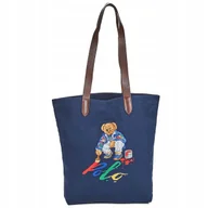 Torebki damskie - ralph lauren torebka damska shopperka granatowa na zakupy ralph lauren bear - miniaturka - grafika 1