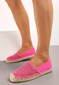 Espadryle damskie - Fuksjowe Wsuwane Espadryle na Płaskiej Podeszwie Ozdobione Plecionką z Juty Loracila - miniaturka - grafika 1