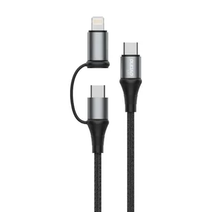 Dudao kabel przewód 2w1 USB Typ C PD - USB Typ C Power Delivery (60 W) + Lightning (18 W) 1 m szary (L20 gray) - Kable USB - miniaturka - grafika 3