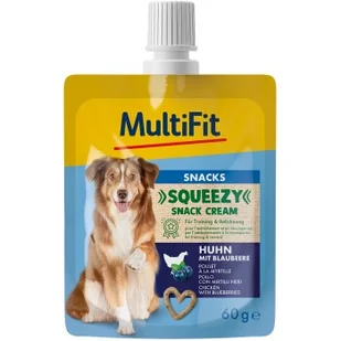MultiFit Squeezy Snack Cream Kurczak z jagodą 10x60 g - Przysmaki dla psów - miniaturka - grafika 1