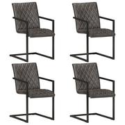 Krzesła - vidaXL Krzesła stołowe, wspornikowe, 4 szt., szare, skóra naturalna - miniaturka - grafika 1