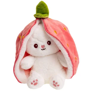 Maskotka Królik pluszowa Pluszak Truskawka Uszy 35cm 2w1 Przytulanka MIŚ - Maskotki i pluszaki - miniaturka - grafika 1
