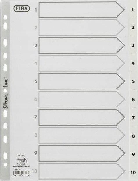Bantex BANTEX STRONG-LINE REGISTER GRÅ A4 1-10, GRÅ