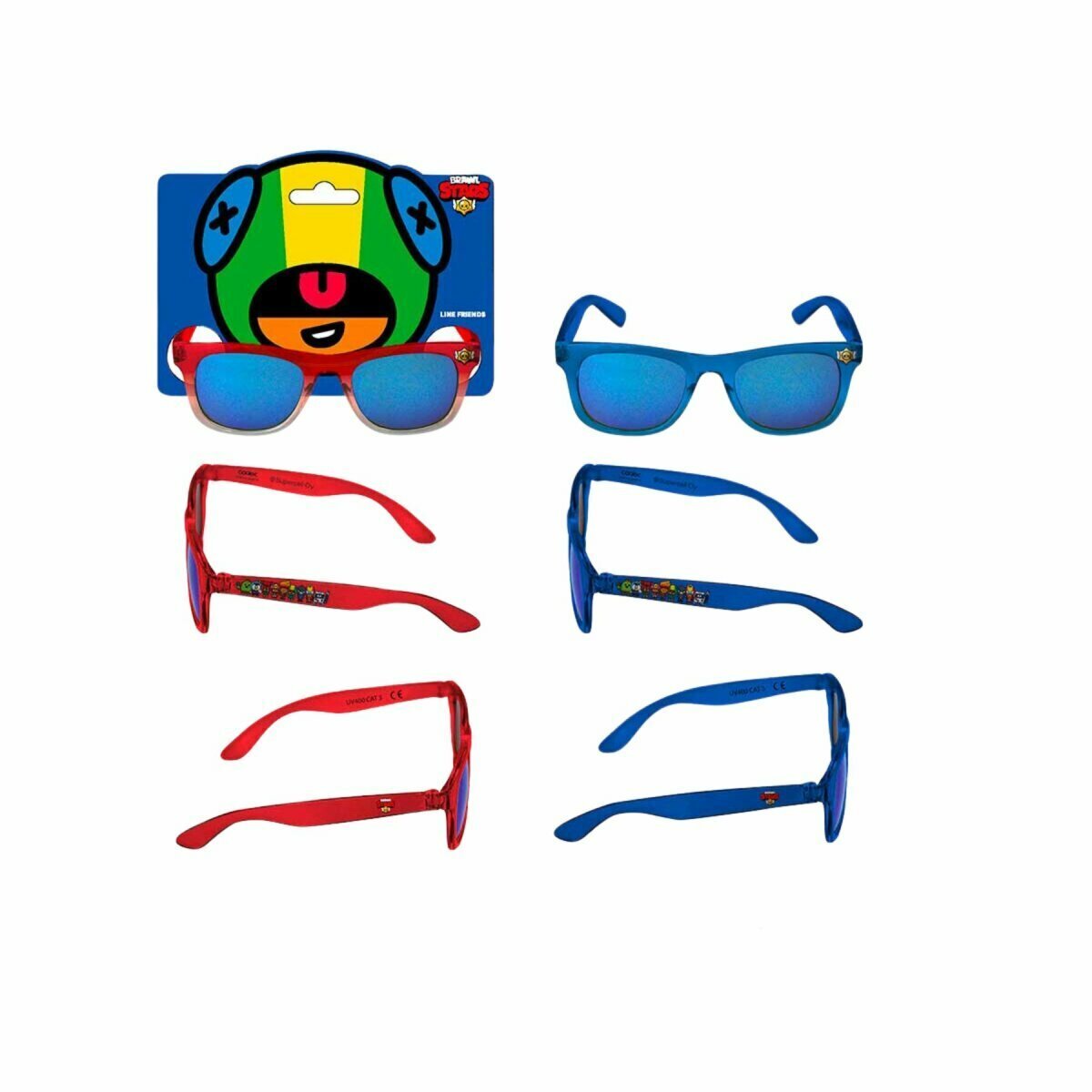 Okulary przeciwsłoneczne dla dzieci Brawl Stars - Fajne okulary przeciwsłoneczne dla małych fanów Cienkie oprawki czerwone