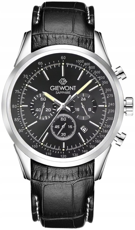Zegarek Giewont Zegarek Męski Giewont Chronograph Sapphire Srebrno Czarny GW7650-A2