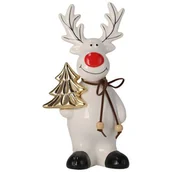 Ozdoby bożonarodzeniowe - Renifer z ceramiki 16 cm biały do postawienia - miniaturka - grafika 1