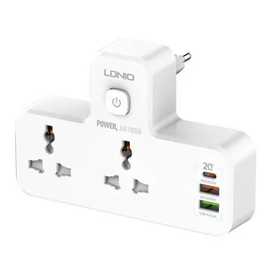 Listwa zasilająca LDNIO SC2311 z 2 gniazdami AC, 2USB, USB-C, 2500W z lampką nocną (biała) - Listwy zasilające - miniaturka - grafika 1